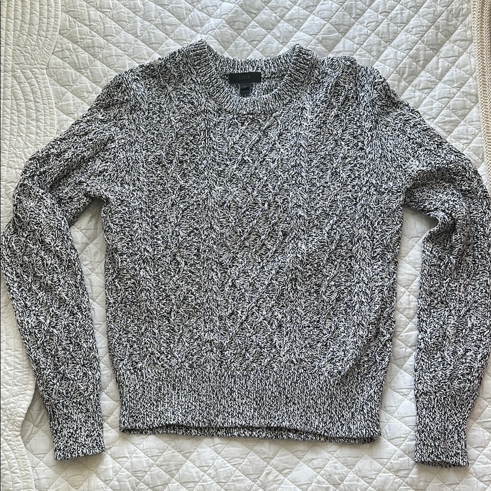 Cable Knit Sweater - Black and White